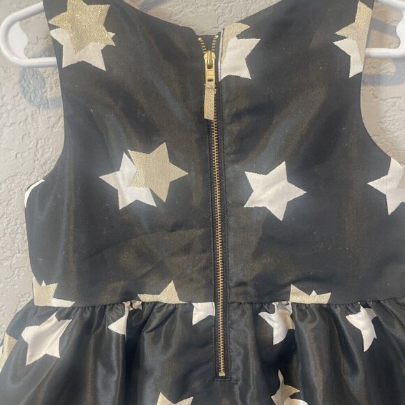 Gymboree Dress Girls 4 Black Gold Sparkle star Dress Christmas Wedding Lined - Picture 6 of 12